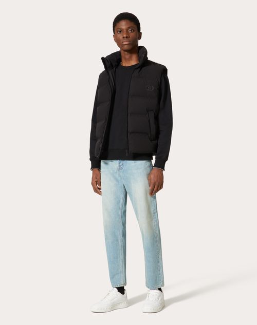 Valentino - Matte Nylon Hooded Waistcoat With Vlogo Signature Patch - Black - Man - Outerwear