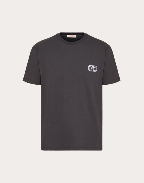 Valentino - Cotton T-shirt With Vlogo Signature Patch - Anthracite - Man - Tshirts And Sweatshirts