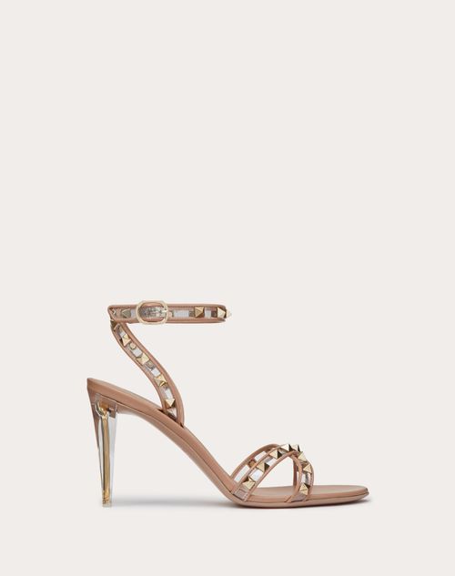 Kanin pølse nogle få Rockstud Polymer Sandal With Plexi Heel 90mm for Woman in Pink/transparent  | Valentino US