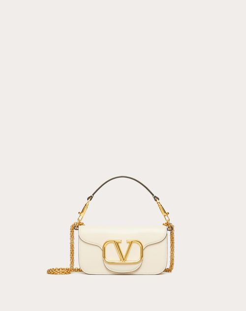 VALENTINO Loco V Logo Calfskin Leather Crossbody Bag Dark Brown