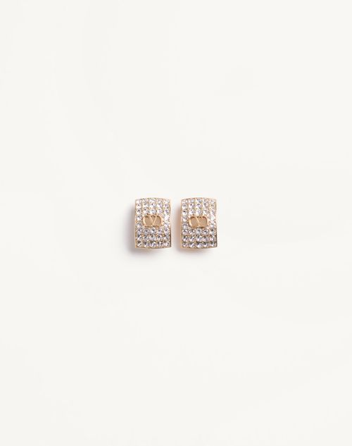 Valentino Garavani - Valentino Vlogo Signature Rhinestone Earrings In Metal And Swarovski® Crystals - Gold/crystal - Woman - Jewelry