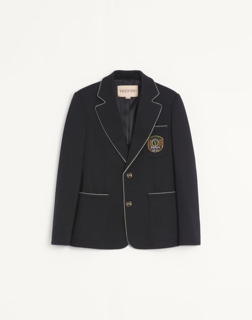 Valentino - Valentino Single-breasted Wool Jacket With Valentino Patch - Black - Man - Coats And Blazers