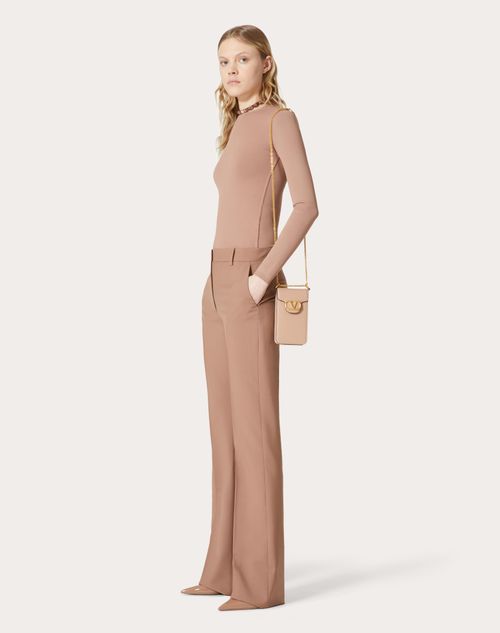 Valentino Garavani - Locò Calfskin Phone Case With Chain - Rose Cannelle - Woman - Wallets And Small Leather Goods