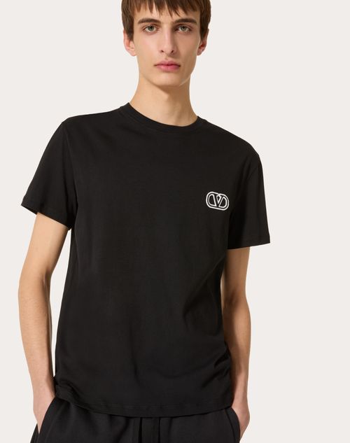 COTTON T-SHIRT WITH VLOGO SIGNATURE PATCH