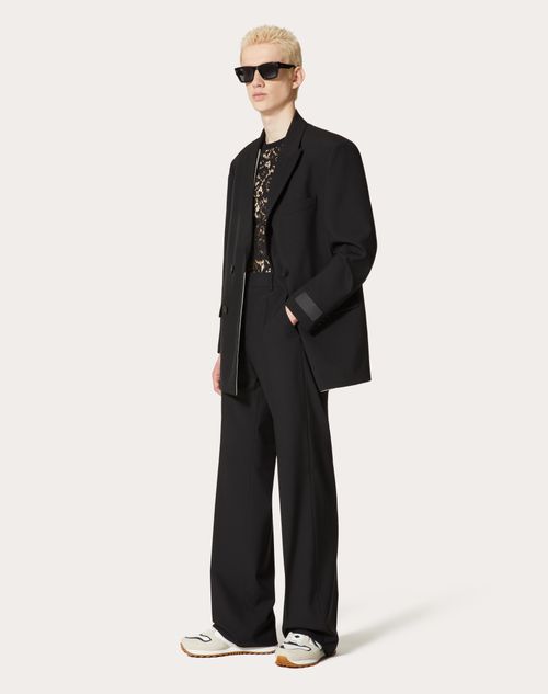 Valentino - Veste Croisée En Laine Avec Étiquette Couture Maison Valentino - Noir - Homme - Manteaux Et Blazers