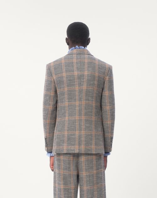 チェック柄 ウール混 シングルブレスト ジャケット for メンズ チェック柄 ウール混 シングルブレスト ジャケット for メンズ
