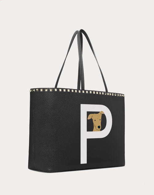 Valentino Garavani - Valentino Garavani Rockstud Pet Customizable Tote Bag - Black/white - Woman - Rockstud Pet - Bags