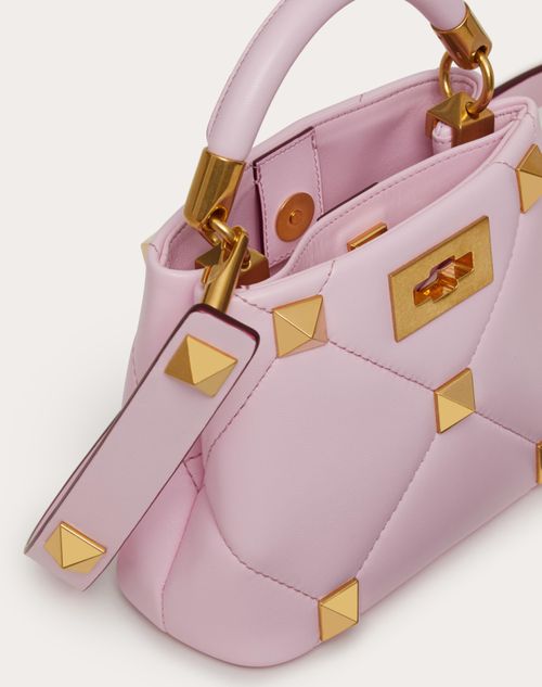 Mini Roman Stud The Handle Bag In Nappa for Woman in Pink Borealis Mini Roman Stud The Handle Bag In Nappa for Woman in Pink Borealis