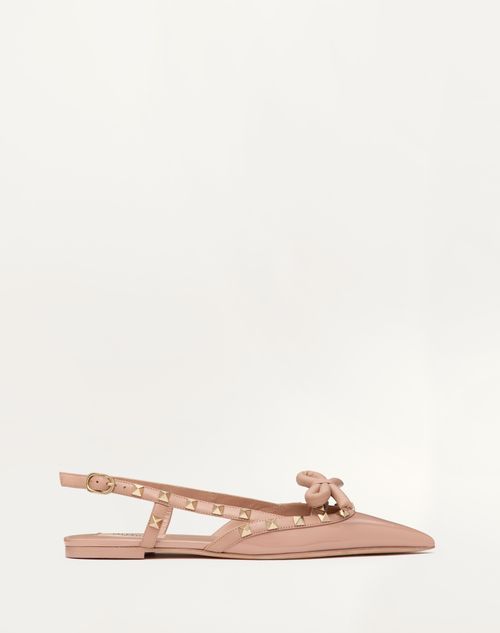 Valentino Garavani - Rockstud Bow Slingback Ballerinas In Patent Leather - Rose Cannelle - Woman - Ballerinas