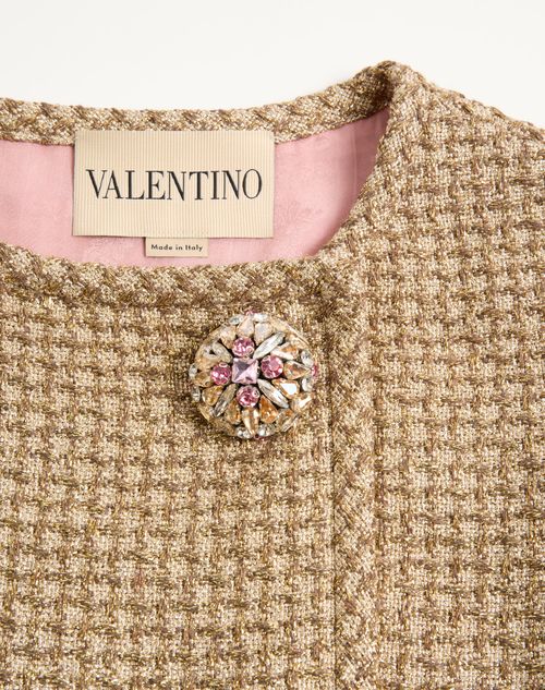 Valentino - Short Canestrello Lurex Tweed Dress - Gold - Woman - Dresses