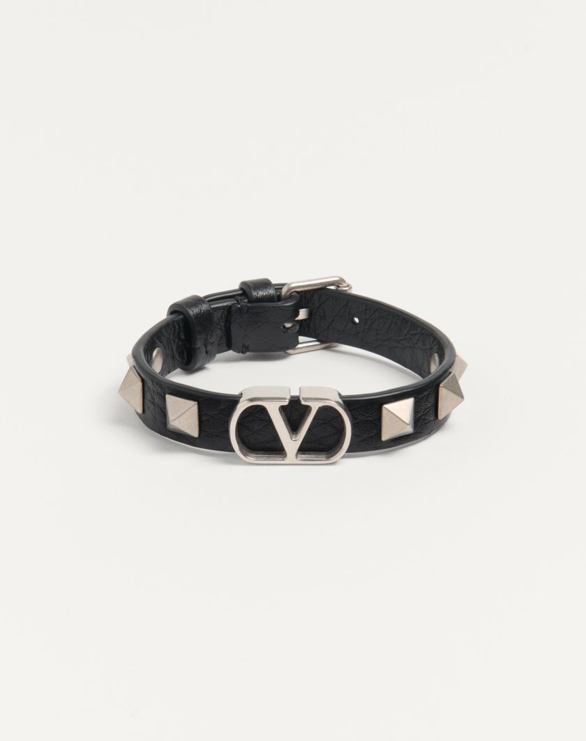 Valentino Handbags Bracciale Vlogo Signature In Vitello Granato per Uomo in Nero | Valentino IT