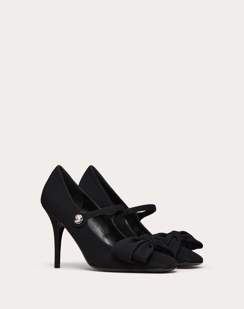 Valentino Garavani - Valentino Garavani Bowjane Mary-jane Pumps In Crepe Fabric 100mm - Black - Woman - Shoes