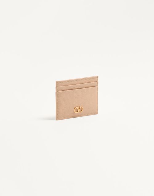 Valentino Garavani - Vlogo Signature Grainy Calfskin Card Holder - Rose Sand - Woman - Wallets And Small Leather Goods
