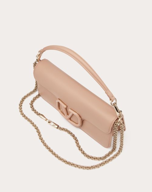 Valentino Rose Cannelle Leather VRING With Inlaid Stripes Shoulder