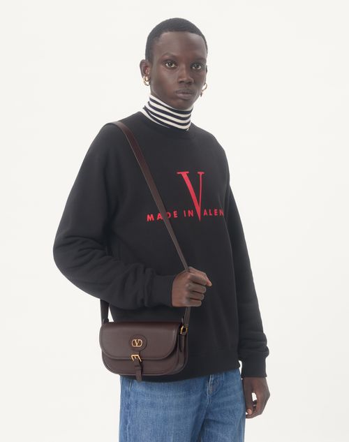 Valentino Garavani - Valentino Garavani Antibes Small Shoulder Bag In Calfskin - Oak Brown - Man - Shoulder Bags