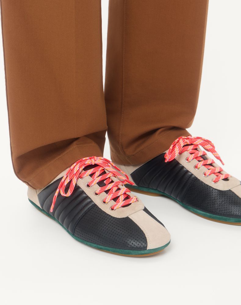 Valentino Garavani Strikie Trainer In Perforated Nappa And Suede Man Black 43