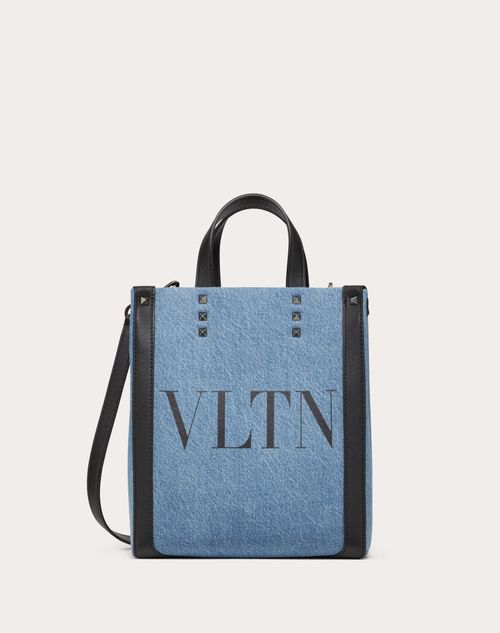 Mini Vltn Denim Shopper for Man in Denim/black | Valentino US