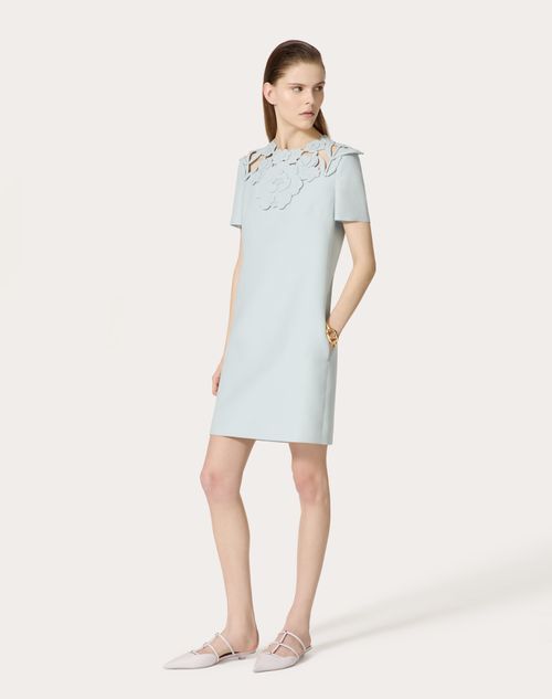 Valentino - Embroidered Crepe Couture Short Dress - Azure - Woman - Woman Ready To Wear Sale
