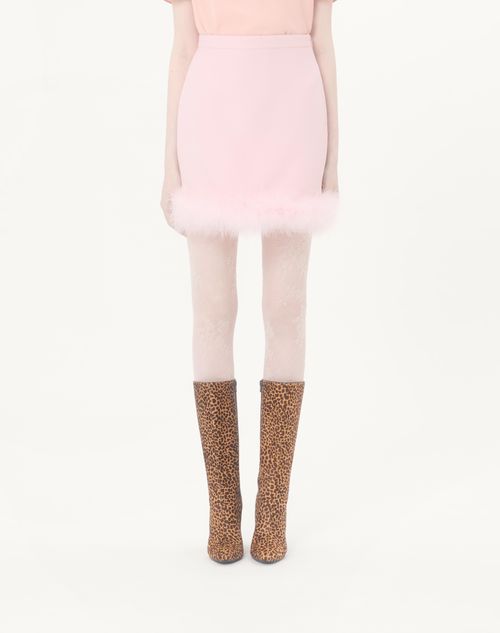 Valentino - Kurzer Crepe Couture Rock Mit Federn - Rose - Frau - Röcke