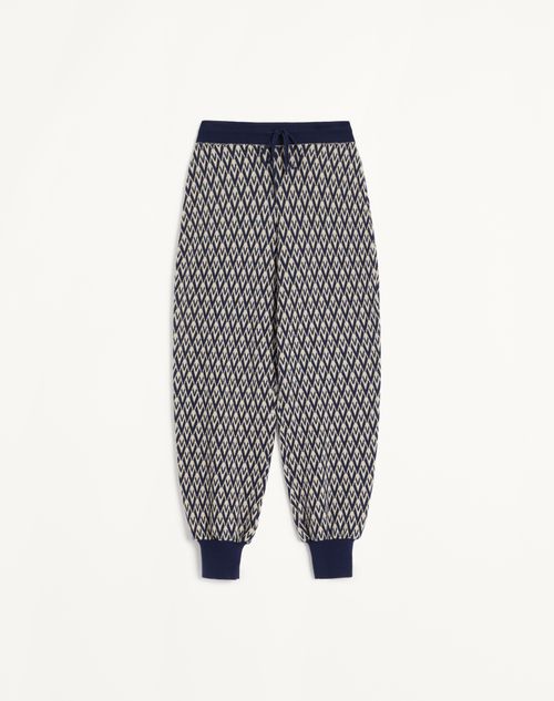 Valentino - Toute La V Jacquard Wool Pants - Cream/navy - Woman - Pants And Shorts