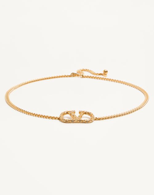 Valentino Garavani - Ceinture Chaîne Vlogo Signature Ornée De Cristaux - Antique Brass - Femme - Ceintures
