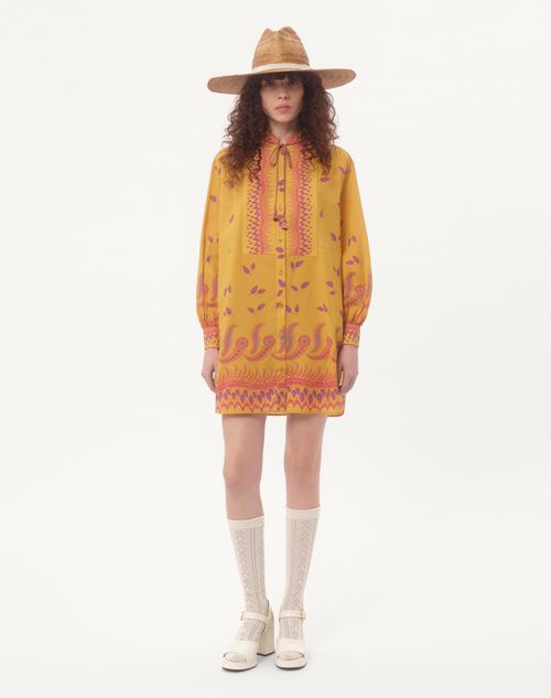 Valentino - Short Dress In Voyage Imaginaire Muslin - Yellow/multicolor - Woman - Dresses