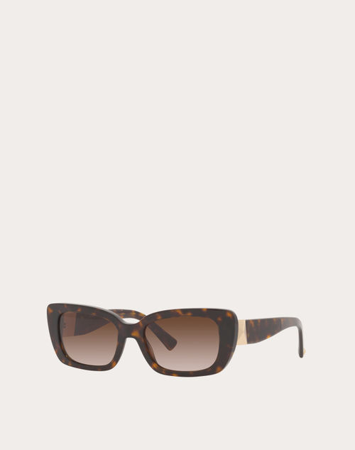 Valentino - Rectangular Acetate Frame Roman Stud - Havana/gradient Brown - Woman - Eyewear