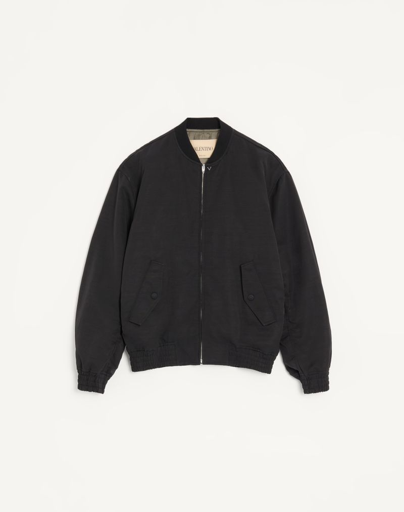 Bomber Viscose Coton Cannetté V Métal Noir — Valentino