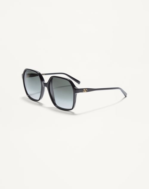 Valentino - Rectangular Acetate Eyewear - Black/grey - Woman - Eyewear