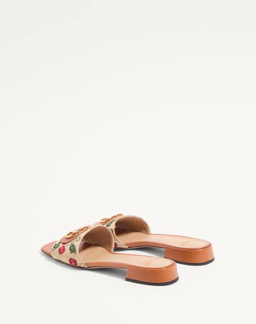 Valentino Garavani - VLOGO SIGNATURE CHERRYFIC SLIDE SANDAL 20MM - Natural/red - Woman - Slides And Thongs