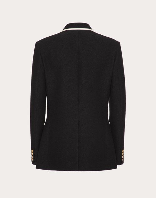 Valentino - Double-breasted Bouclé Wool Jacket With Vlogo Signature Embroidery - Black - Man - Shelve - Mrtw - Untitled