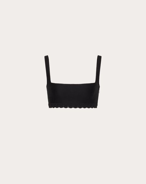 Valentino - Bralette In Valentino Cotton Guipure Jardin Plat - Black - Woman - Shirts And Tops