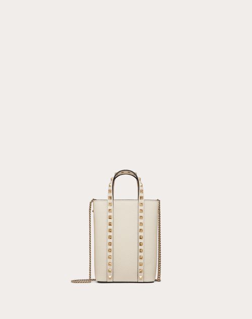 Rockstud Grainy Calfskin Tote Bag for Woman in Light Ivory