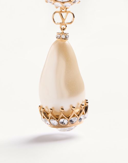 Valentino Garavani - Poetique Des Gouttes Earrings In Metal, Swarovski® Crystals, And Resin - Gold/black/crystal/cream - Woman - Accessories
