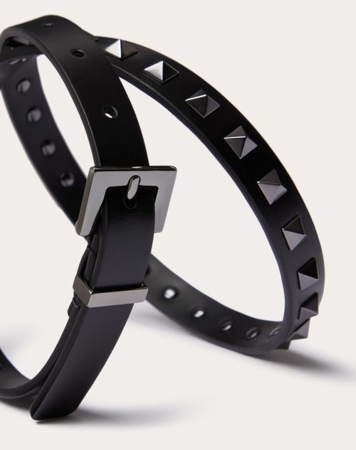 Valentino Garavani - 유광 송아지 가죽 락스터드 벨트 15 Mm - 블랙 - 여성 - Belts - Accessories