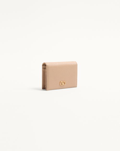 Valentino Garavani - Vlogo Signature Grainy Calfskin Wallet - Rose Sand - Woman - Wallets And Small Leather Goods
