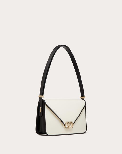 Valentino Garavani Shoulder Letter Bag In Two-tone Smooth Calfskin for  Woman in Blue/white