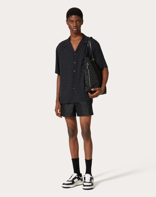Valentino - Short De Bain En Nylon À Motif Toile Iconographe - Noir - Homme - Beachwear