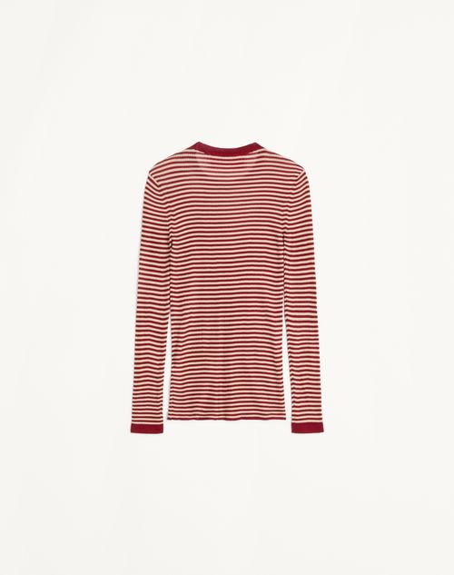 Valentino - Silk Sweater - Red/ecru - Woman - Knitwear