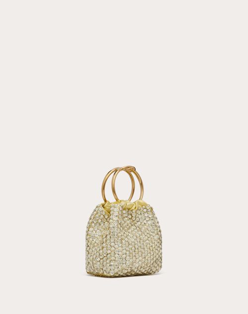 Valentino Garavani - Small Carry Secrets Embroidered Bucket Bag - Palladium/crystal/grey - Woman - Woman Bags & Accessories Sale
