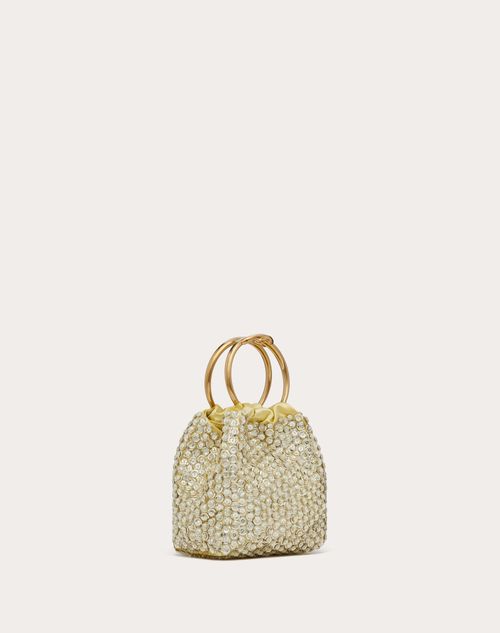 Valentino Garavani - Small Carry Secrets Embroidered Bucket Bag - Palladium/crystal/grey - Woman - Partywear