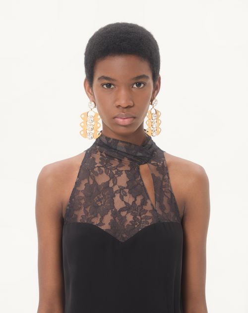 Valentino - Georgette Midikleid - Schwarz - Frau - Kleider