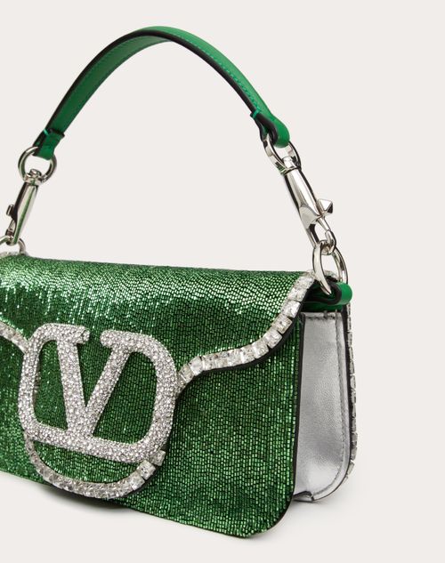 Locò Embroidered Small Shoulder Bag for Woman in Green/crystal ...