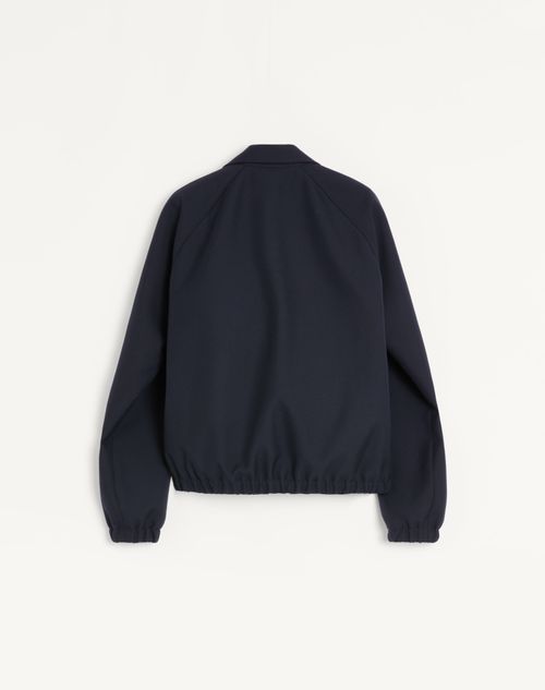 Valentino - Bomber Valentino En Nylon Avec Détail Vgold Sur Les Poches Latérales - Bleu Marine - Homme - Blousons Et Doudounes