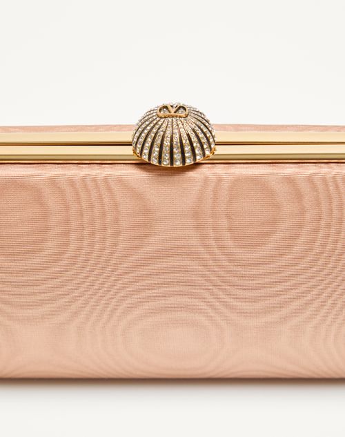 Valentino Garavani - Valentino Garavani Carry Secrets Minaudiere In Moiré Fabric - Pink/crystal - Woman - Clutches