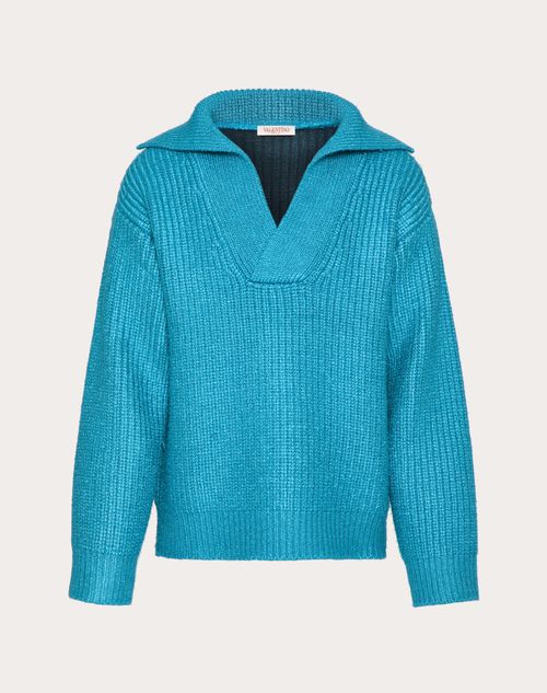 Valentino - Pullover Aus Seide - Sky Blue - Mann - Kleidung