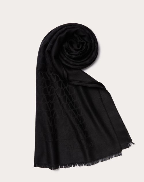 Valentino Garavani - Toile Iconographe Stole In Silk And Wool - Black - Woman - Soft Accessories - Accessories