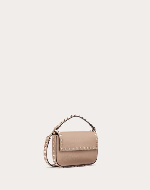 Valentino Garavani - Rockstud Grainy Calfskin Pouch - Poudre - Woman - Clutches