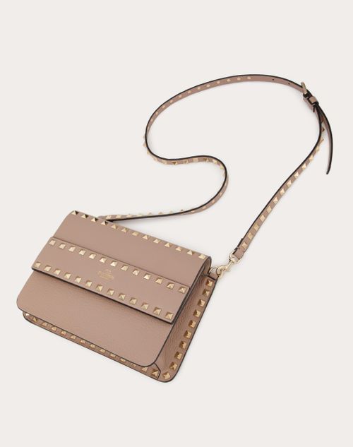 Mini Rockstud Grainy Calfskin Bag for Woman in Poudre