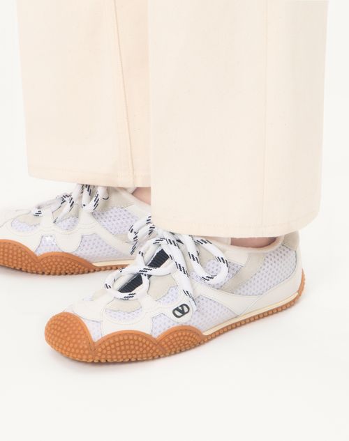 Valentino Garavani - Amphibia Sneaker In Rubberised Calfskin And Split Leather - White - Woman - Trainers